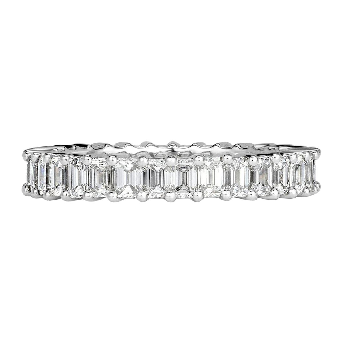2.70ct Emerald Cut Diamond Eternity Band in 18k White Gold