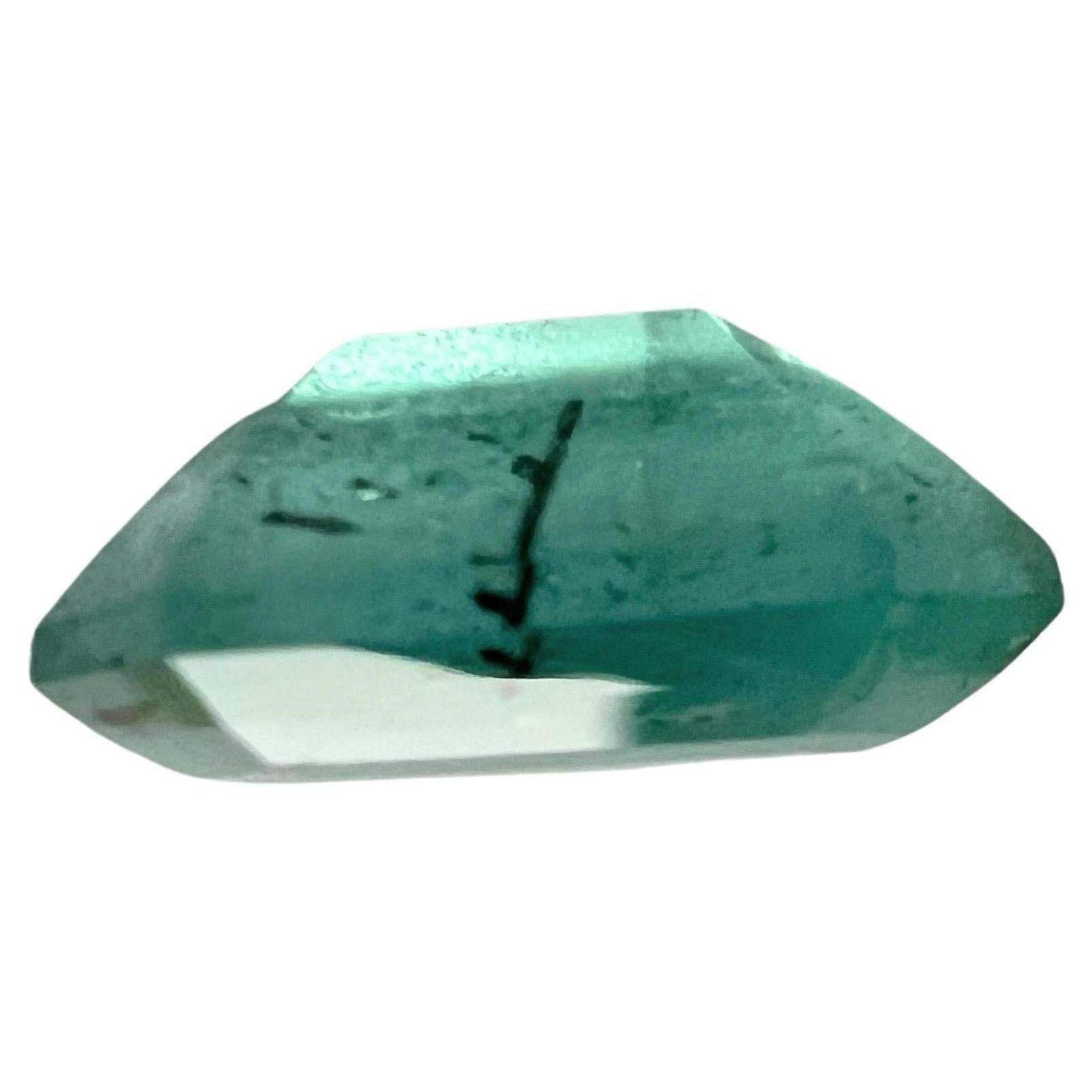 Women's or Men's NO RESERVE 2.70ct NON-OILED NATURAL BLUE GREEN EMERALD Gemstone For Sale