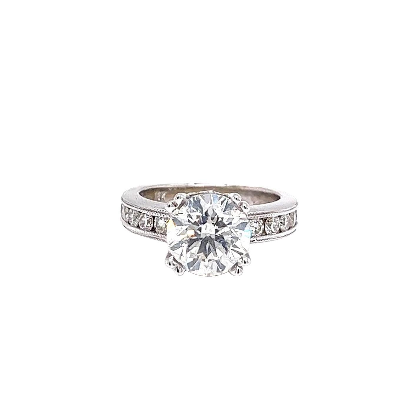 This stunning diamond engagement ring offers dazzling, bright sparkle and an elegant modern look! The ring features a 2.58-carat GIA-certified diamond with a gorgeously round brilliant cut! The beautifully exceptionally clean diamond is stunningly