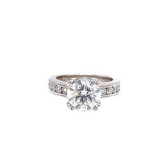 2.58ct GIA Natural Round Brilliant Cut Diamond 18K Gold Ring with 0.85ct Diamond