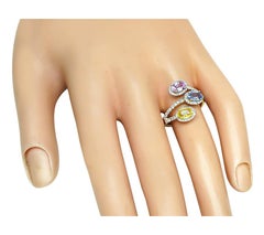 2.70ct Multi Color Sapphire Diamond Gold Ring