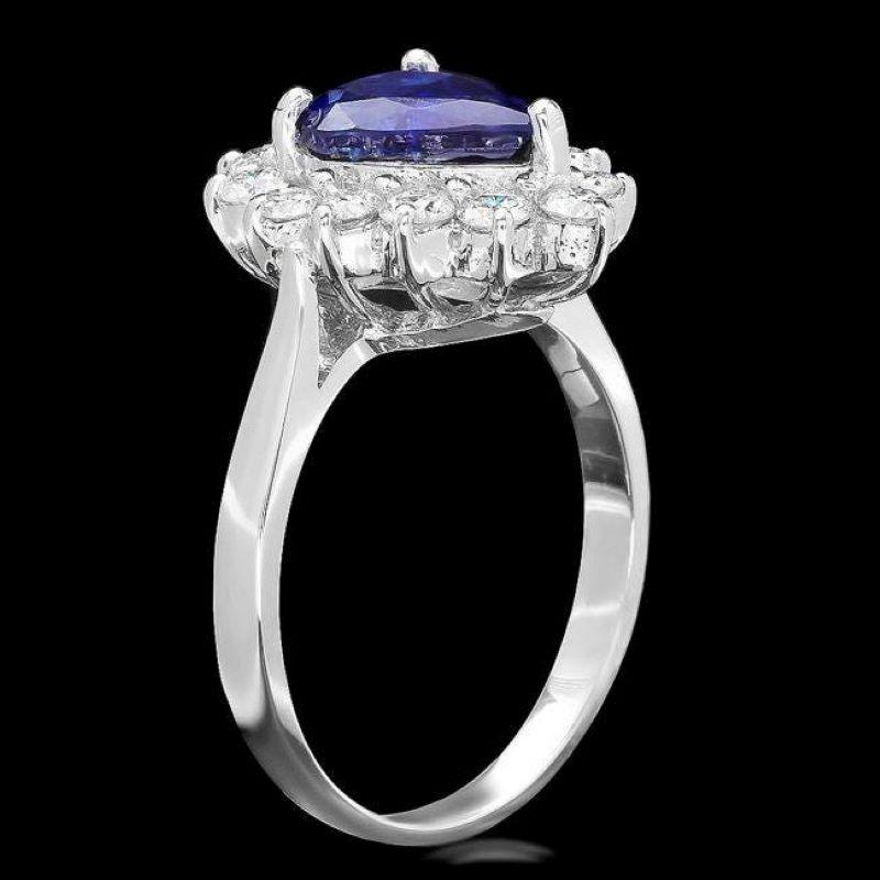 2.70 Carats Natural Blue Sapphire and Diamond 14K Solid White Gold Ring

Total Blue Sapphire Weight is: Approx. 2.0 Carats 

Sapphire Measures: Approx. 10.00 x 7.00mm

Sapphire treatment: Diffusion

Natural Round Diamonds Weight: Approx. 0.70 Carats