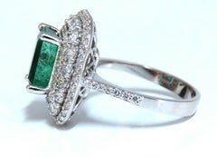 2.70 Carat Natural Emerald 2.10ct Diamonds Cluster Halo Ring 14kt Fine Select