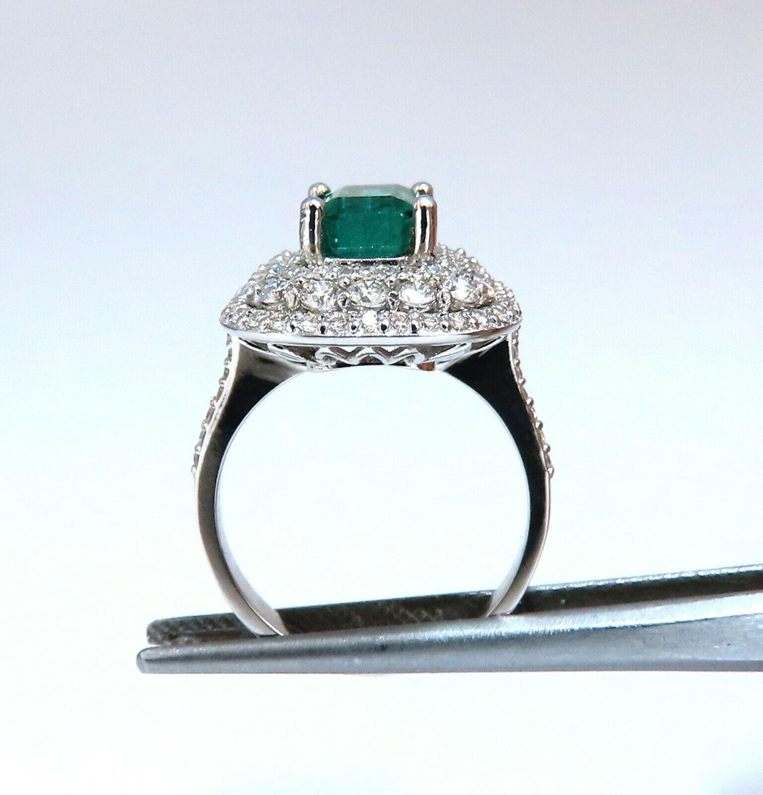 Uncut 2.70 Carat Natural Emerald 2.10ct Diamonds Cluster Halo Ring 14kt Fine Select For Sale
