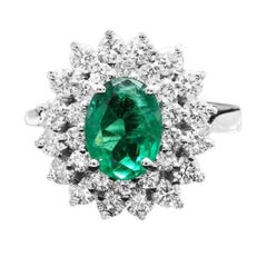 2.70ct Natural Emerald & Diamond 14k Solid White Gold Ring