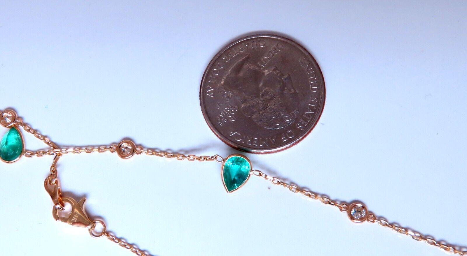 2,70ct. Natürliche birnenförmige Smaragde Diamanten Yard-Halskette 14kt im Zustand „Neu“ im Angebot in New York, NY