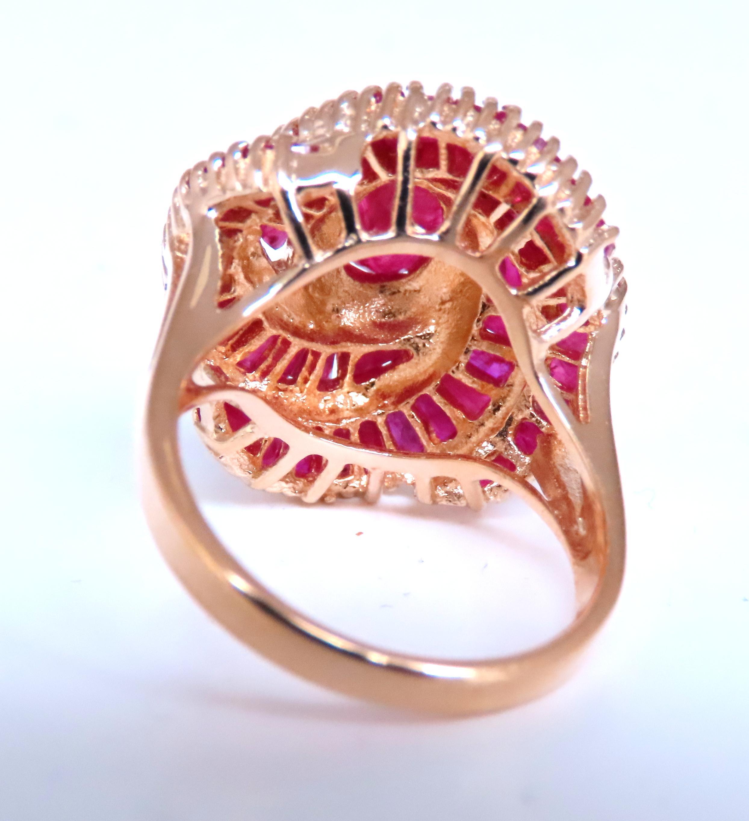 Anello di dichiarazione Ballerina da cocktail con diamante e rubino naturale da 2,70 carati in oro 14kt 65442 In condizioni ottime a New York, NY