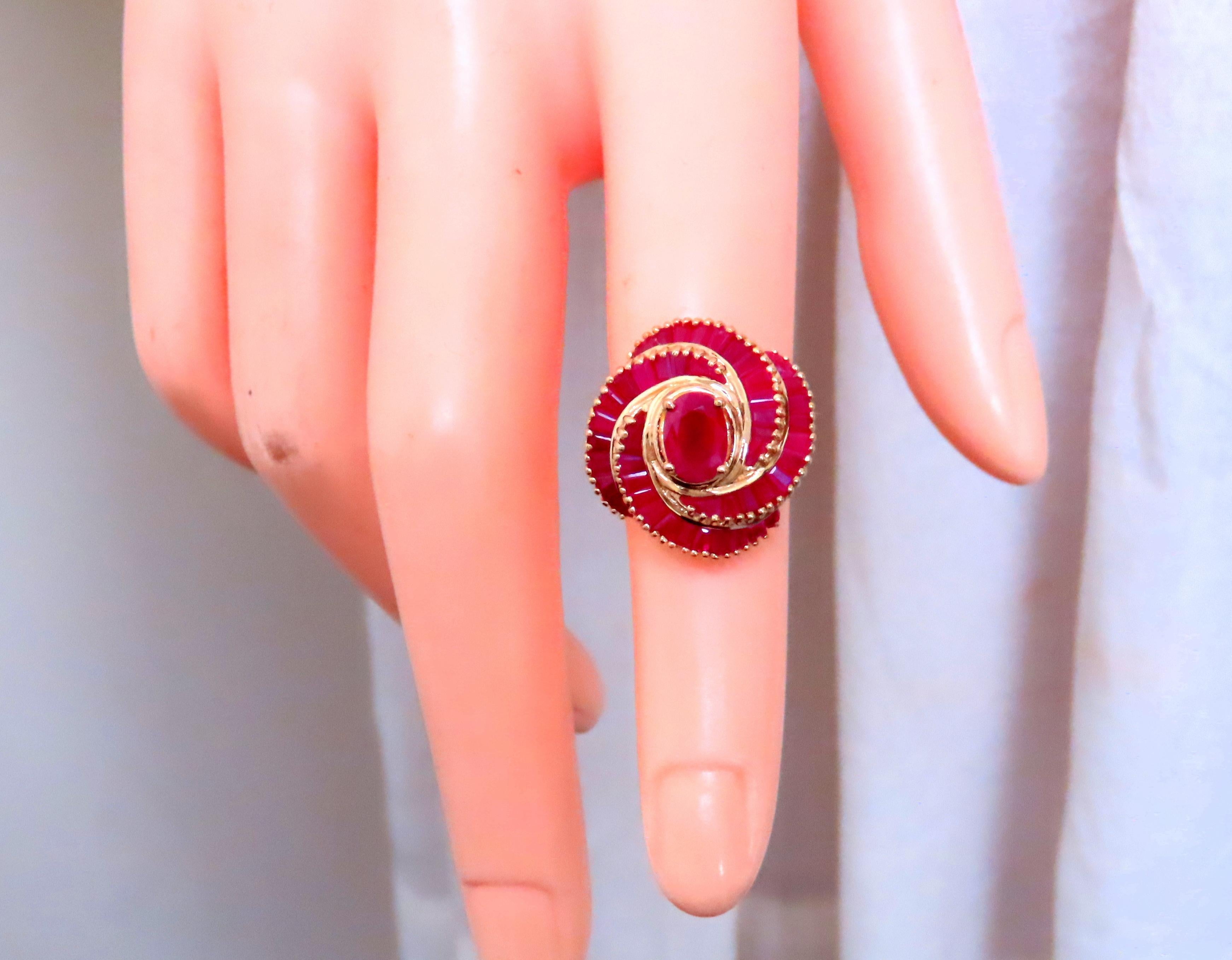 Donna Anello di dichiarazione Ballerina da cocktail con diamante e rubino naturale da 2,70 carati in oro 14kt 65442