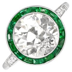 2.70ct Old Euro-Cut Diamond Engagement, Emerald Halo, Platinum