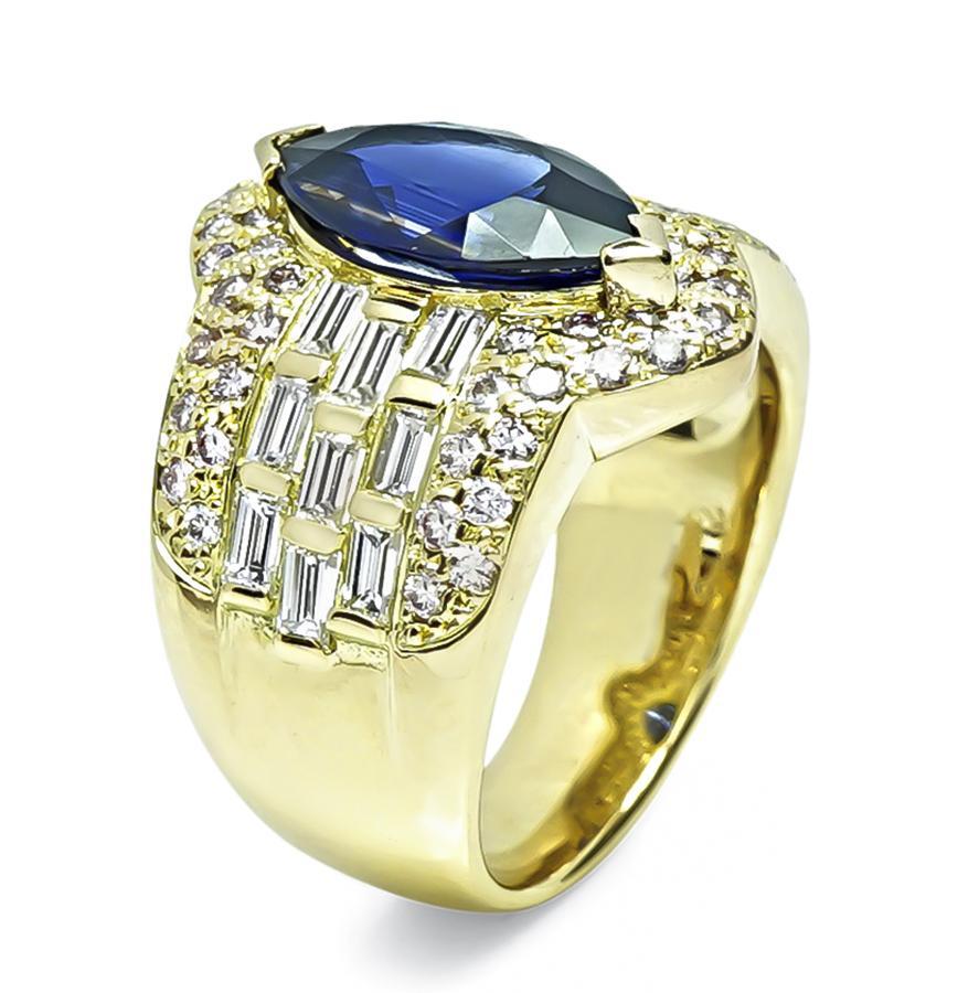 2,70ct Saphir 1,66ct Diamant und Fancy Color Pink Diamond Goldring (Marquiseschliff) im Angebot