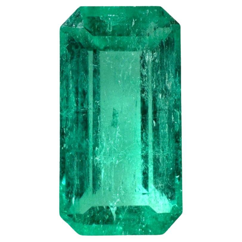2.70ct Yellowish Elongated Emerald Cut Colombian Gem: 11.4x6 Genuine May