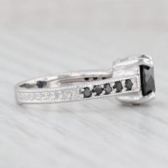 2.70ctw Black Diamond Ring 14k White Gold Size 6 Engagement