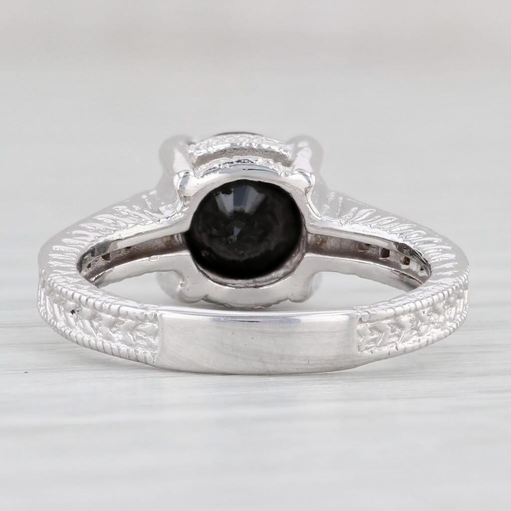 Taglio rotondo 2.70ctw Black Diamond Ring 14k White Gold Size 6 Engagement in vendita