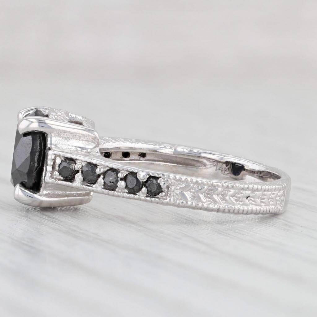 da uomo o donna 2.70ctw Black Diamond Ring 14k White Gold Size 6 Engagement in vendita