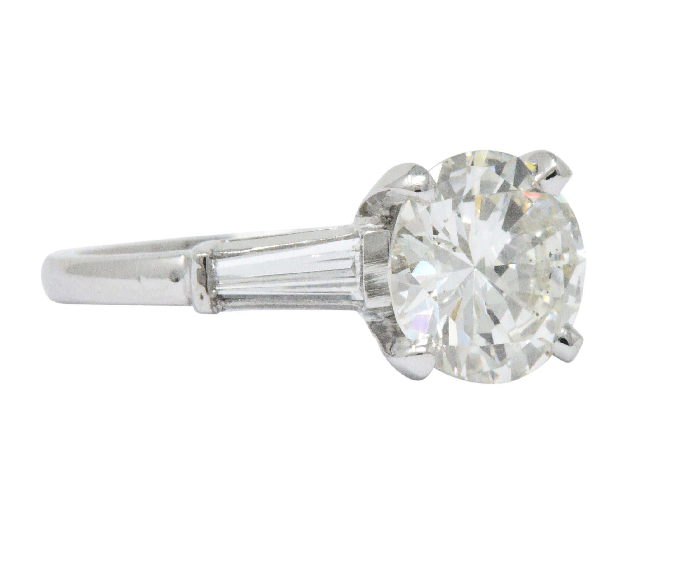 Contemporary 2.71 Carat Brilliant Diamond Platinum Engagement Ring GIA