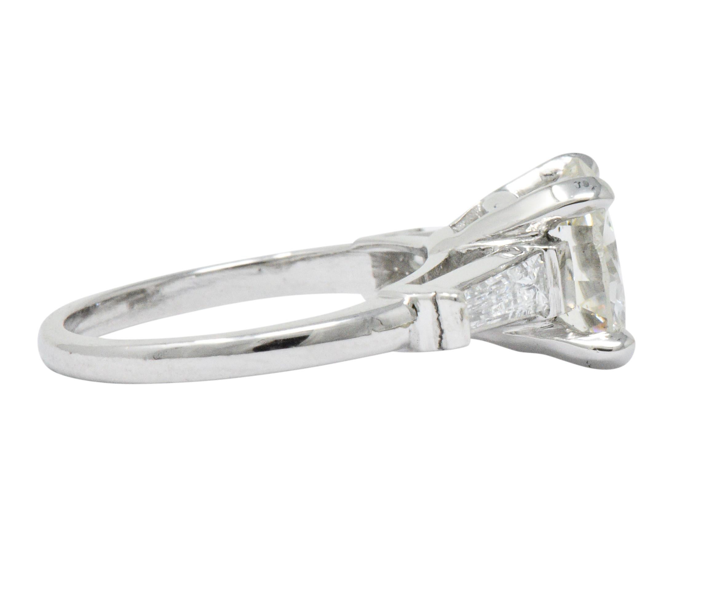 Round Cut 2.71 Carat Brilliant Diamond Platinum Engagement Ring GIA