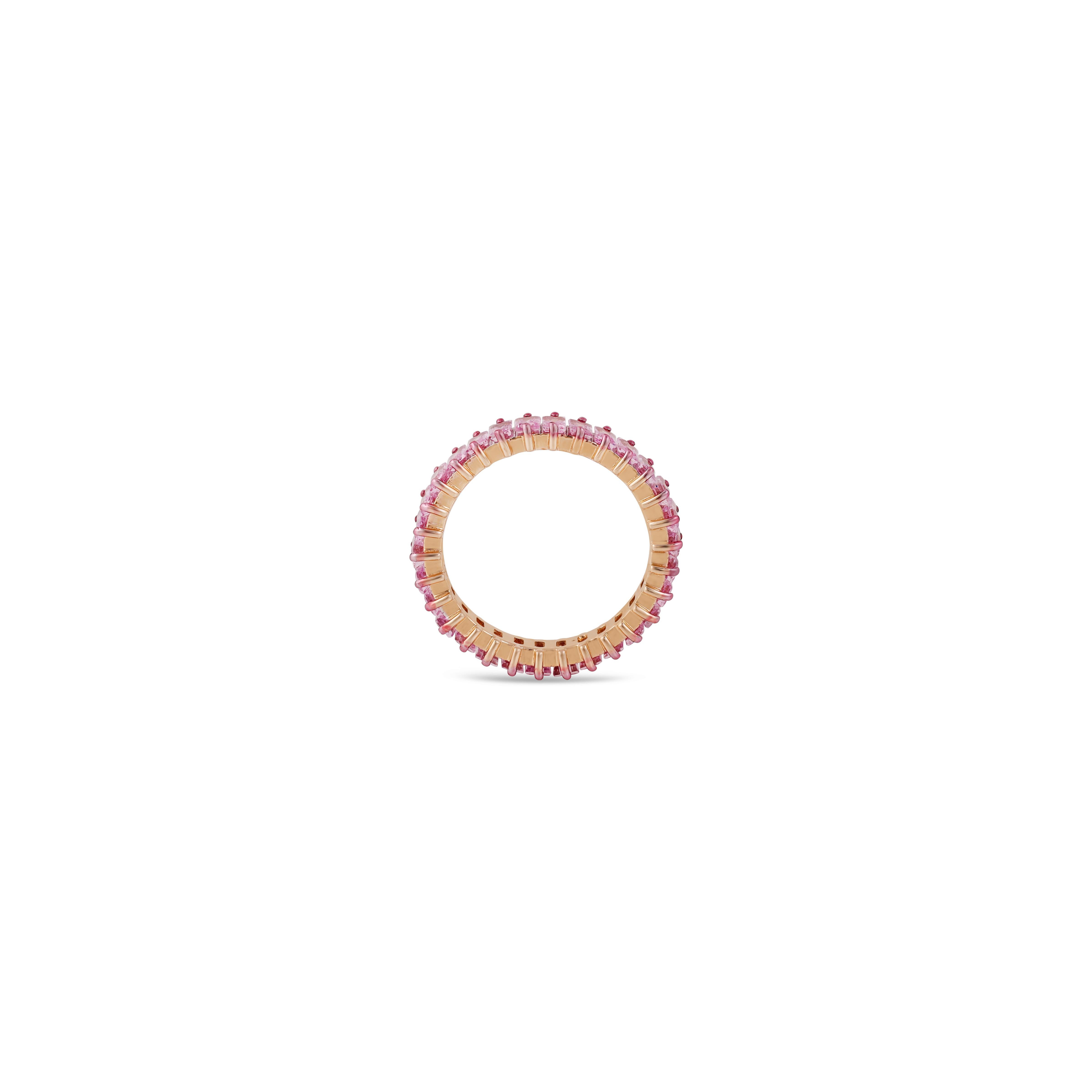 Contemporary 2.71 Carat Clear Pink Sapphire classic Band in 14k Gold For Sale