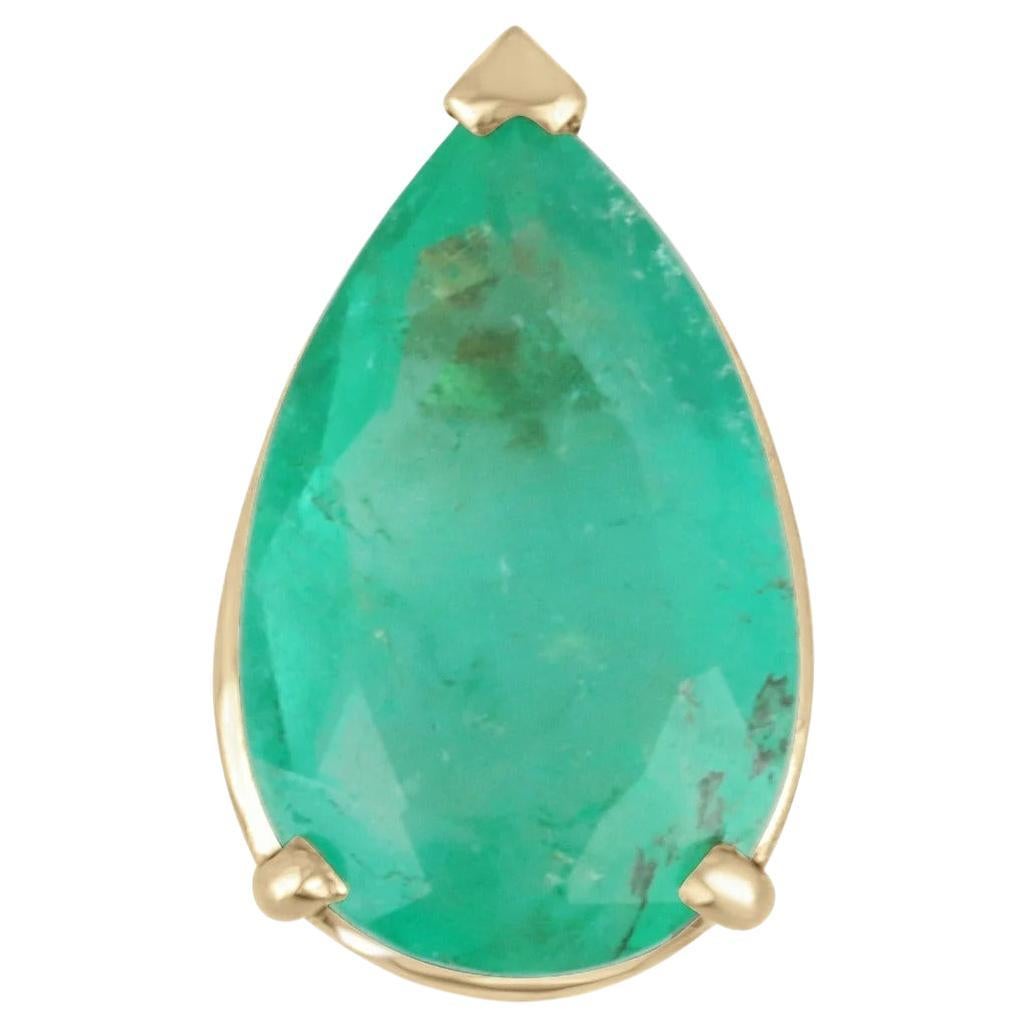 2.71 Carat Colombian Emerald Three Prong Solitaire Slider Pendant Gold 14K For Sale