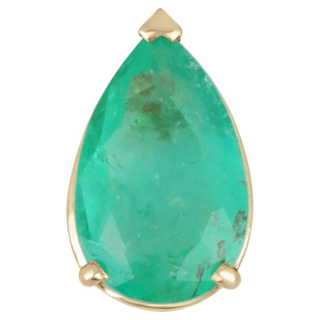 Esmeralda colombiana de 2,71 quilates Colgante deslizante solitario de tres garras de oro de 14 quilates en venta