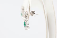 2.71 Carat Diamond and Oval-Cut Emerald Halo Drop Earrings in 18K White Gold