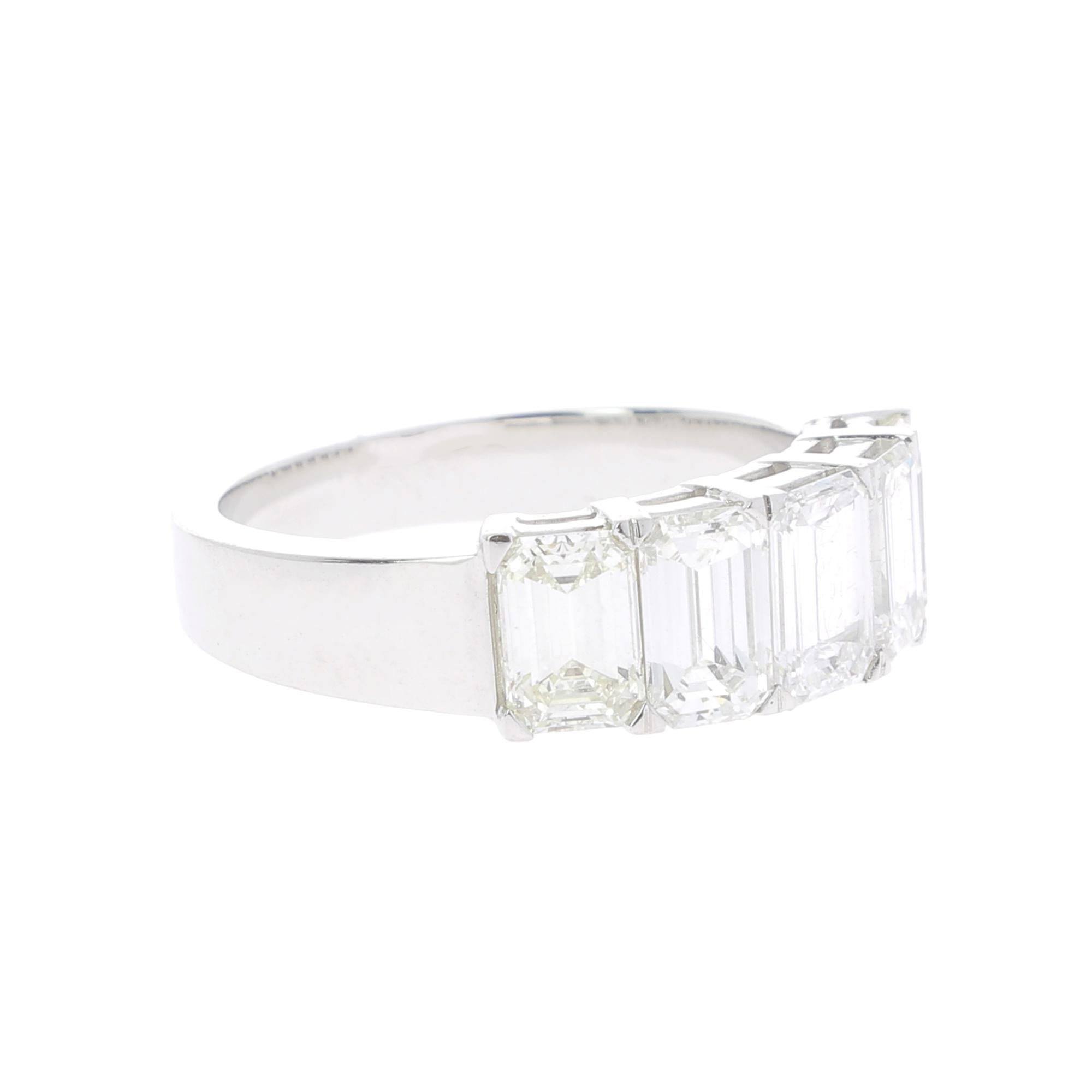 Women's or Men's  2.71 Carat Emerald Cut Diamond Half Eternity Rings / Band Ring 18K White Gold   For Sale