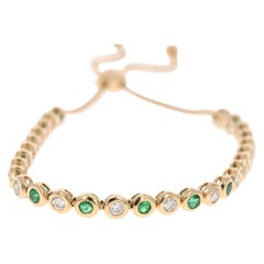 2.71 Carat Emerald Diamond Yellow Gold Adjustable Bracelet