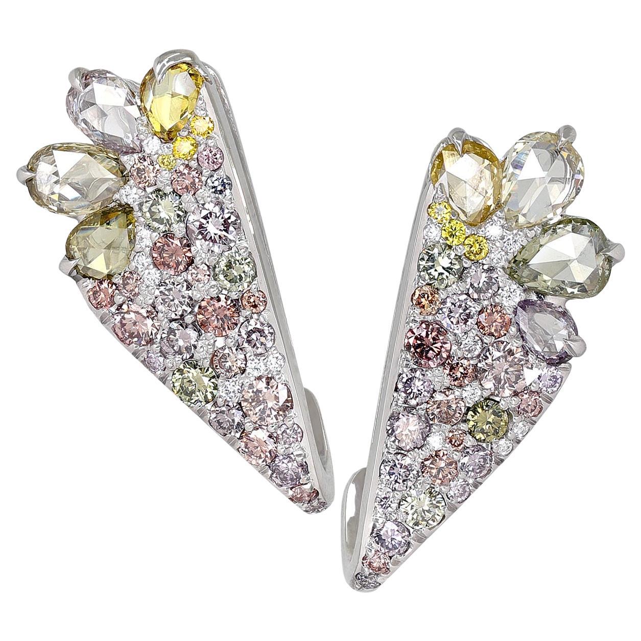 2.71 carat Fancy Diamond Wing Climber Stud Earrings, Joke Quick For Sale