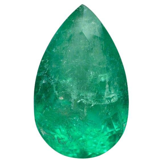 2.71 Carat Green Colombian Emerald - Pear Cut Teardrop Genuine Pear Shaped Gems