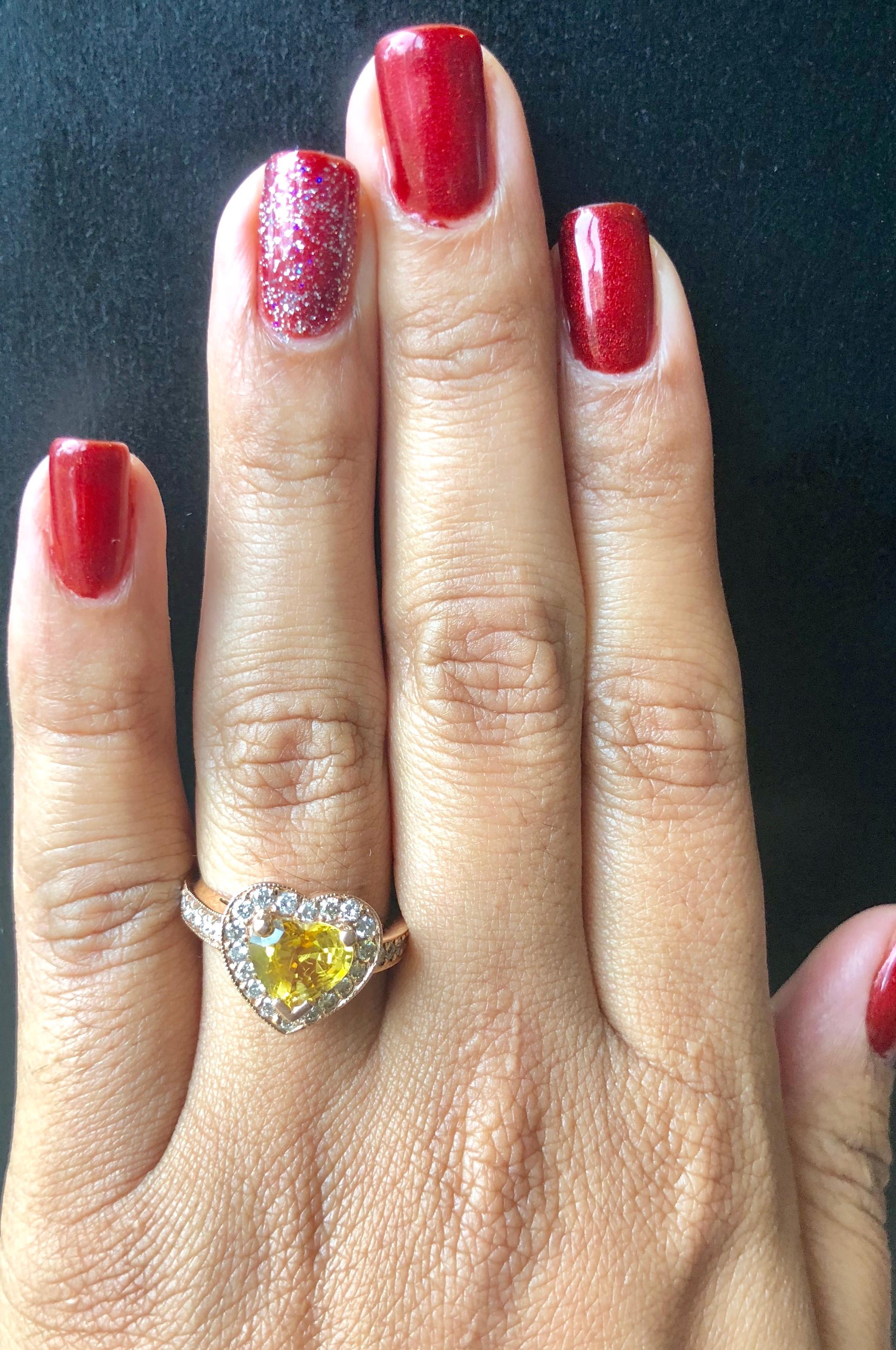 Women's 2.71 Carat Heart Cut Yellow Sapphire Diamond Engagement Ring