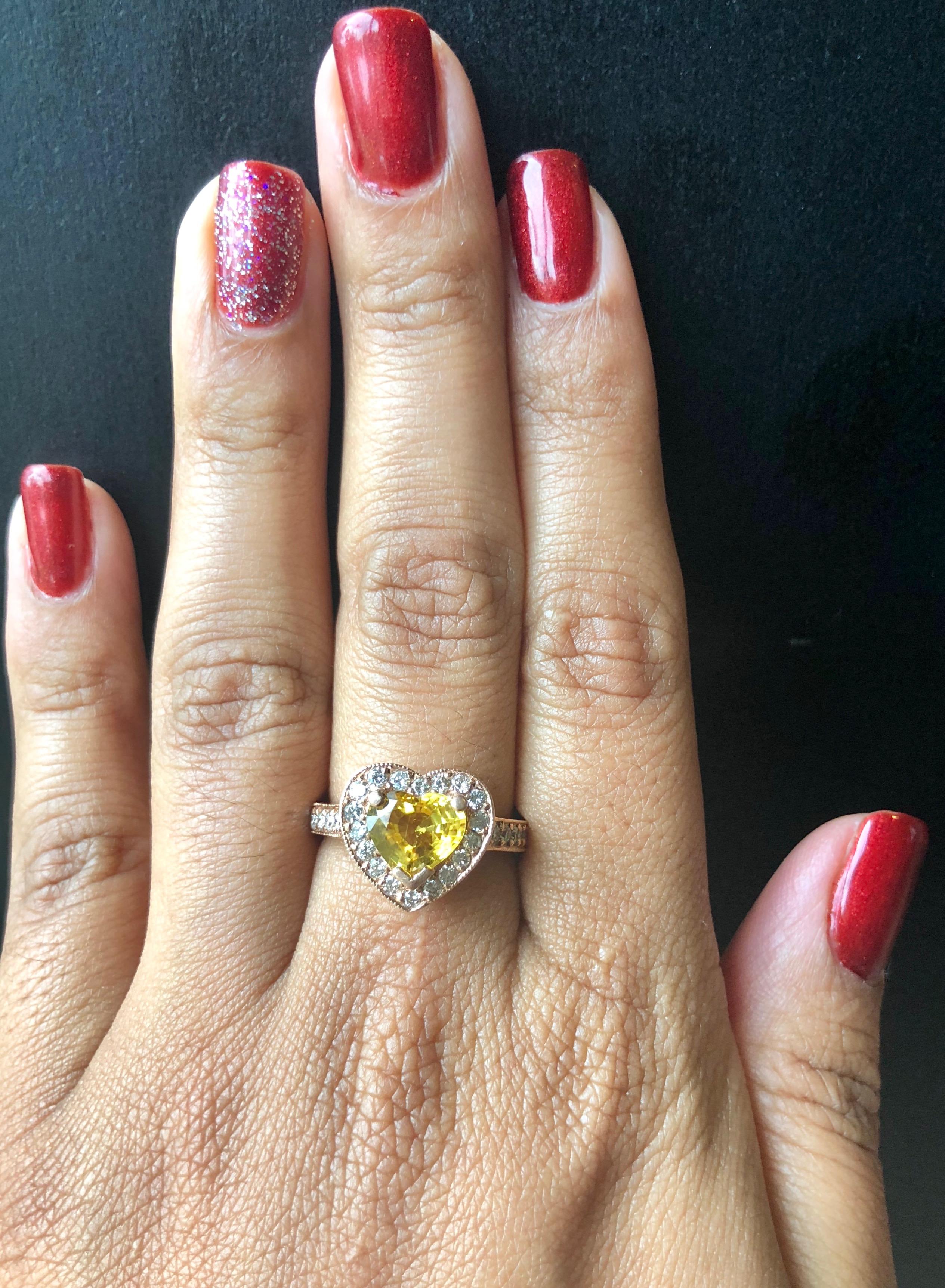 2.71 Carat Heart Cut Yellow Sapphire Diamond Engagement Ring 1