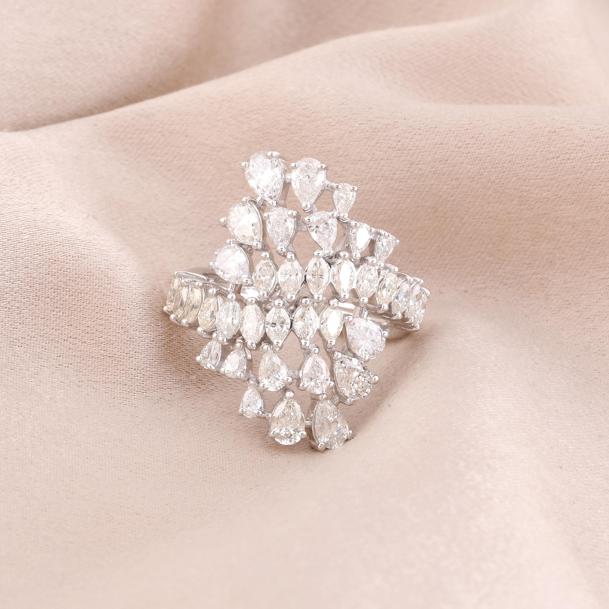 Taille poire 2.71 Carat Marquise & Pear Diamond Cocktail Ring 14 Karat White Gold Jewelry en vente