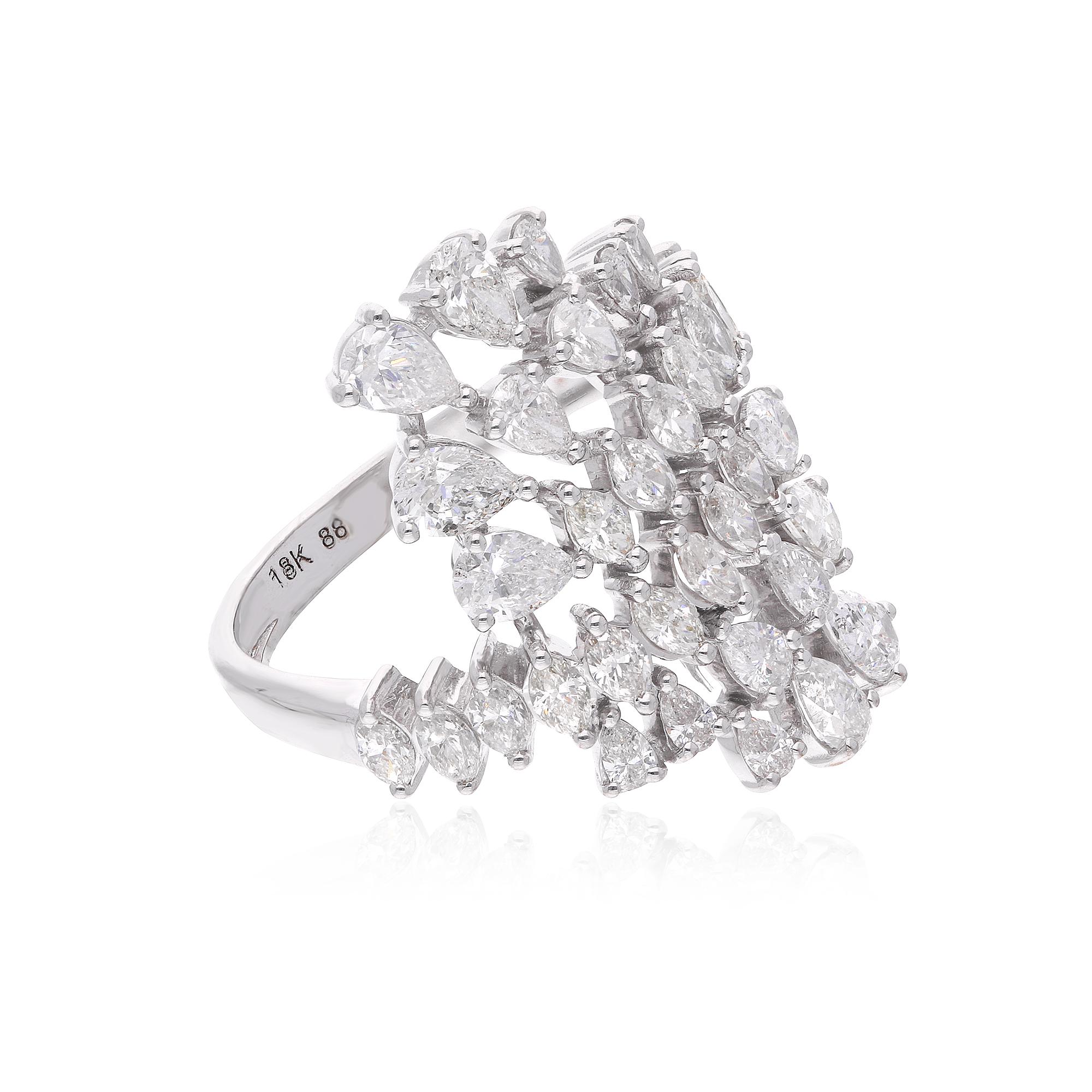 Anillo de cóctel de diamantes marquesa y pera de 2,71 quilates Joyas de oro blanco de 18 quilates Moderno en venta