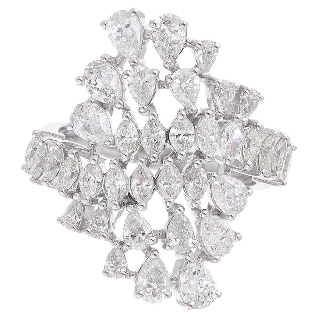 2.71 Carat Marquise & Pear Diamond Cocktail Ring 18 Karat White Gold Jewelry