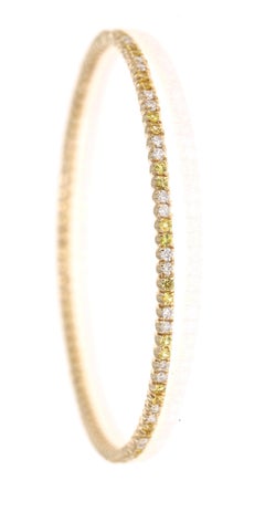 2.71 Carat Natural Yellow Sapphire Diamond 14 Karat Yellow Gold Eternity Bangle