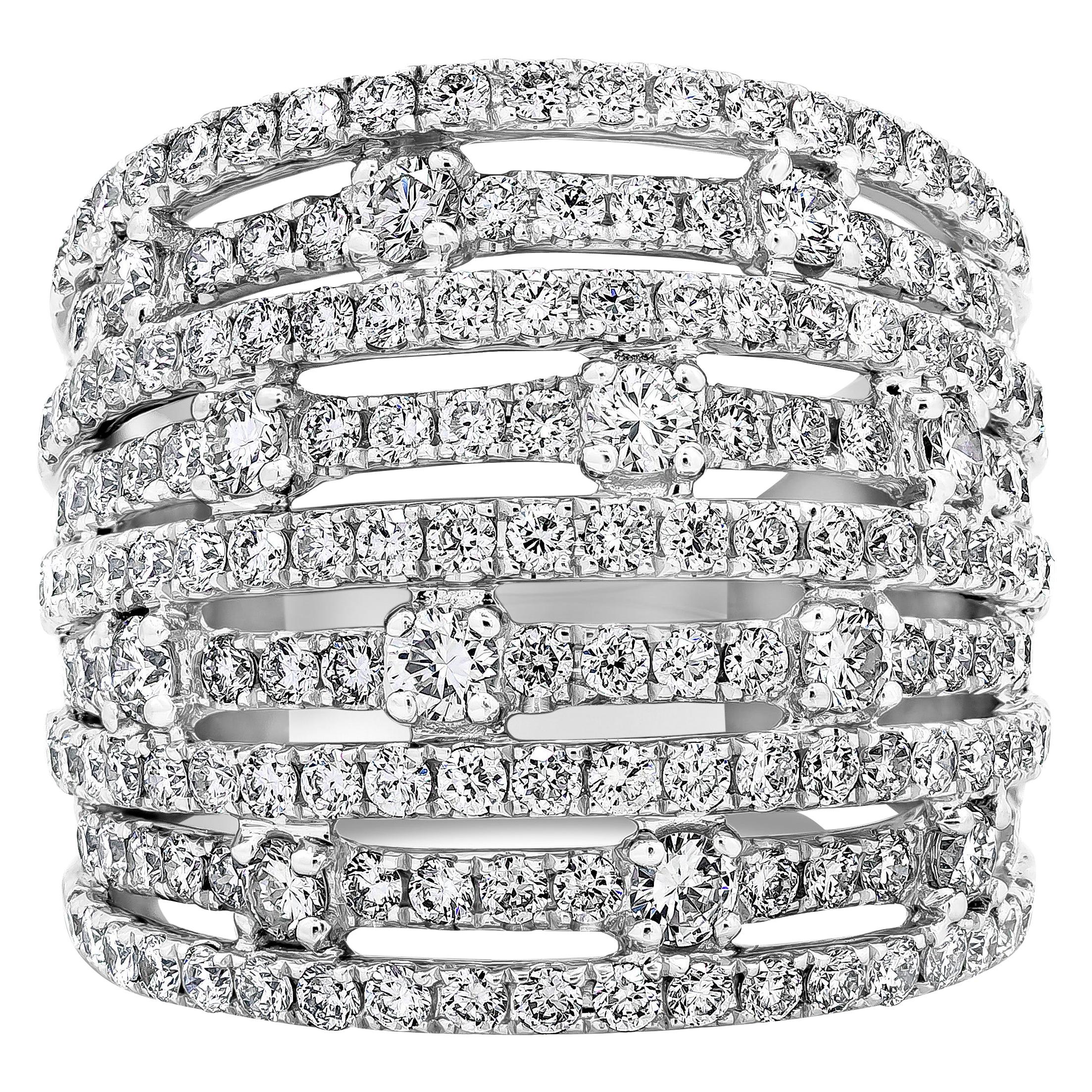 Roman Malakov 2.71 Carat Nine-Row Diamond Fashion Band Ring