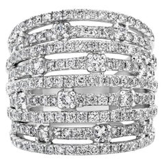 Roman Malakov 2.71 Carats Total Round Diamond Nine Row Open Work Fashion Ring