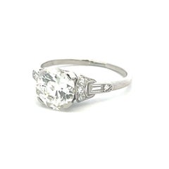 2.71 Carat Old European Cut and Emerald Cut Diamond Platinum Art Deco Ring