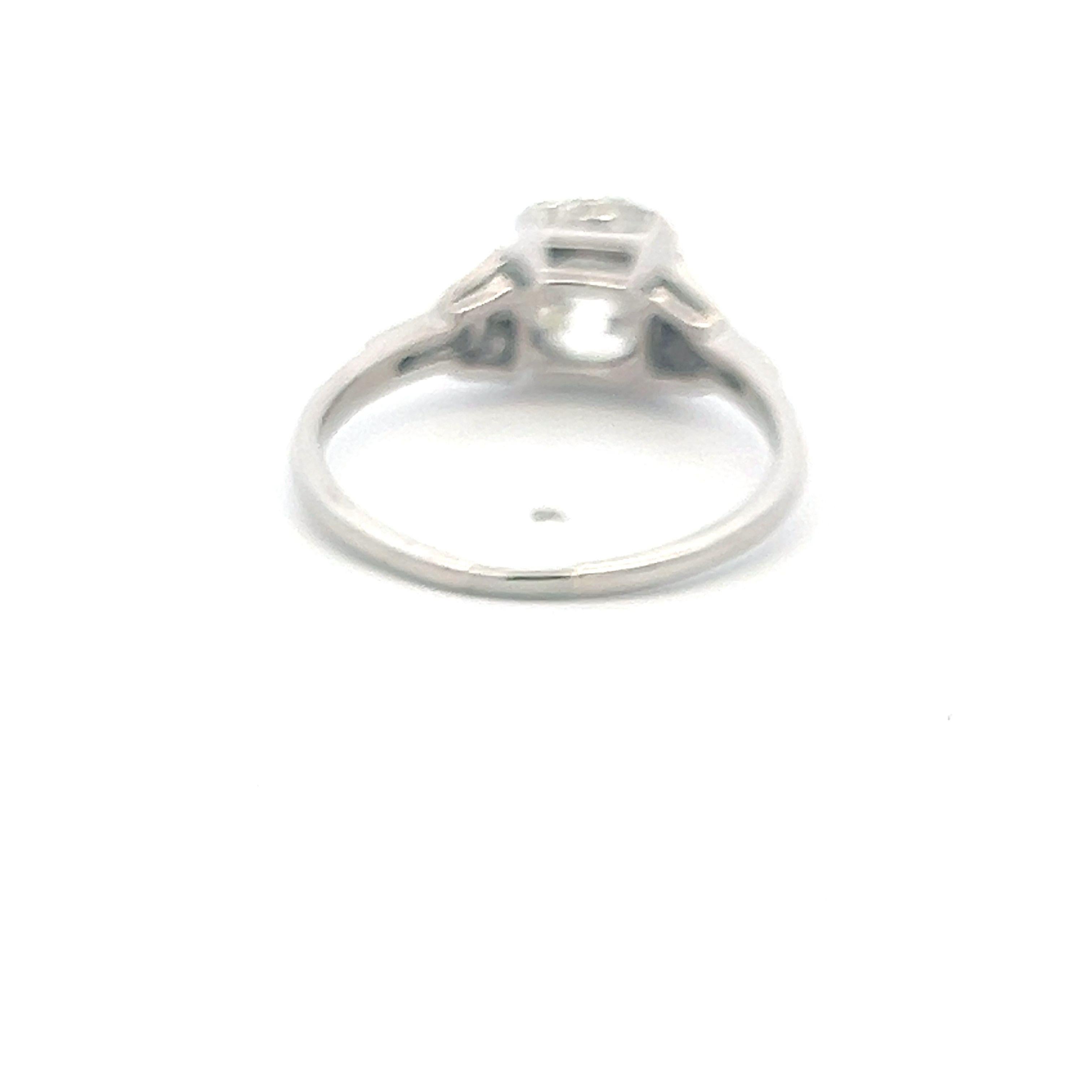 Women's 2.71 Carat Old European Cut and Emerald Cut Diamond Platinum Art Deco Ring For Sale