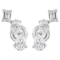 2.71 Carat SI Clarity HI Color Mixed Diamond Earrings 14 Karat White Gold