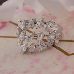 2.71 Carat SI Clarity HI Color Pear Marquise Diamond Ring 14 Karat White Gold