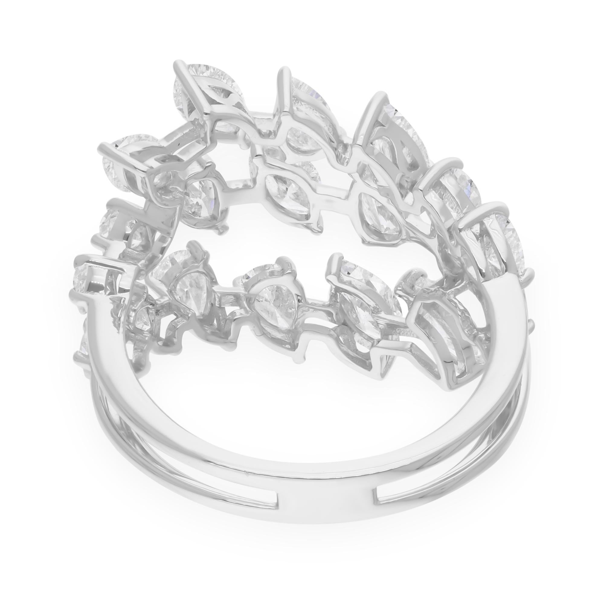 Taglio a goccia 2,71 carati SI Clarity HI Color Pear Marquise Diamond Ring 14 Karat White Gold in vendita
