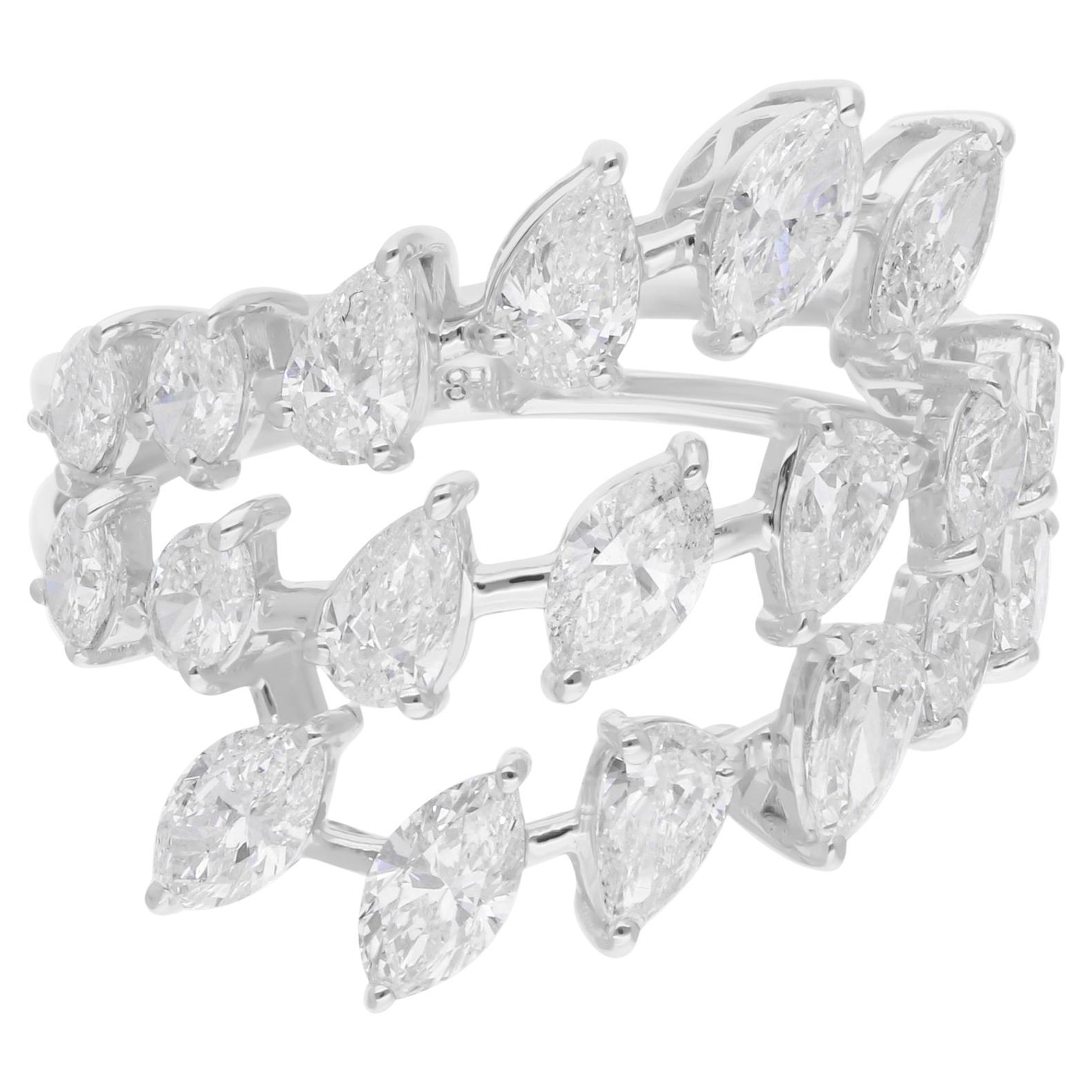 2,71 quilates SI Claridad HI Color Anillo de diamantes marquesa de pera Oro blanco de 14 quilates