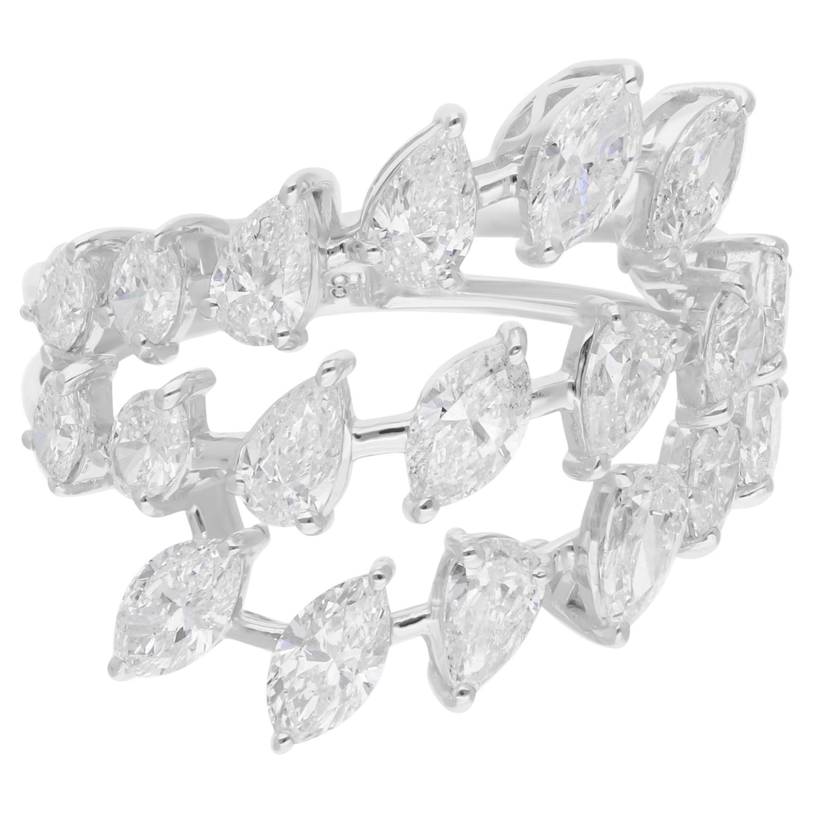 2.71 Karat SI Reinheit HI Farbe Birnen-Marquise-Diamantring 18 Karat Weißgold