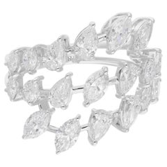 2.71 Karat SI Reinheit HI Farbe Birnen-Marquise-Diamantring 18 Karat Weißgold