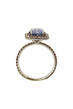 Gems Are Forever GIA Cert 2.71 Ct Unheated Sapphire Diamond Double Halo Ring