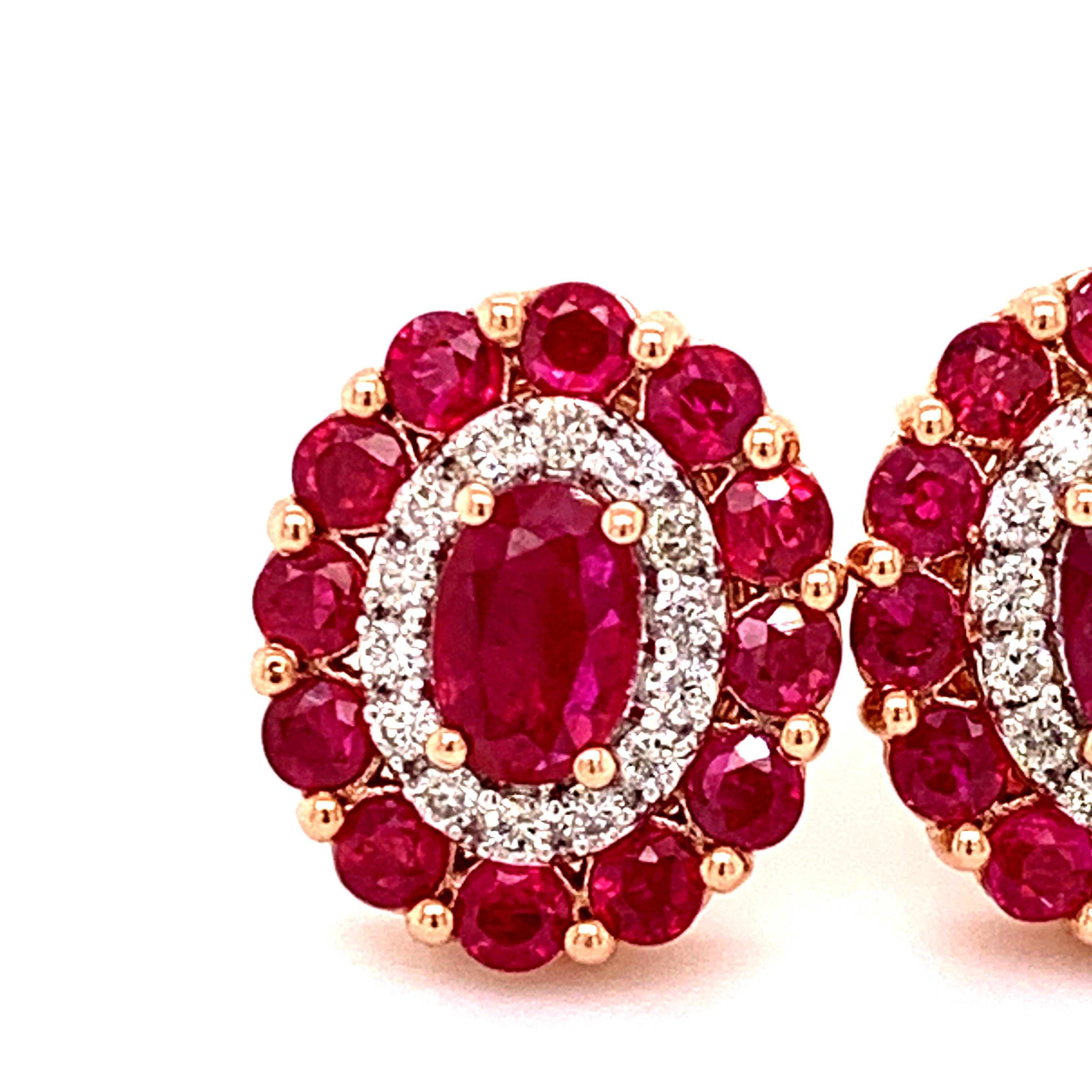 2.71 Carat Ruby Rose Gold Stud Earrings In New Condition In Richmond, BC