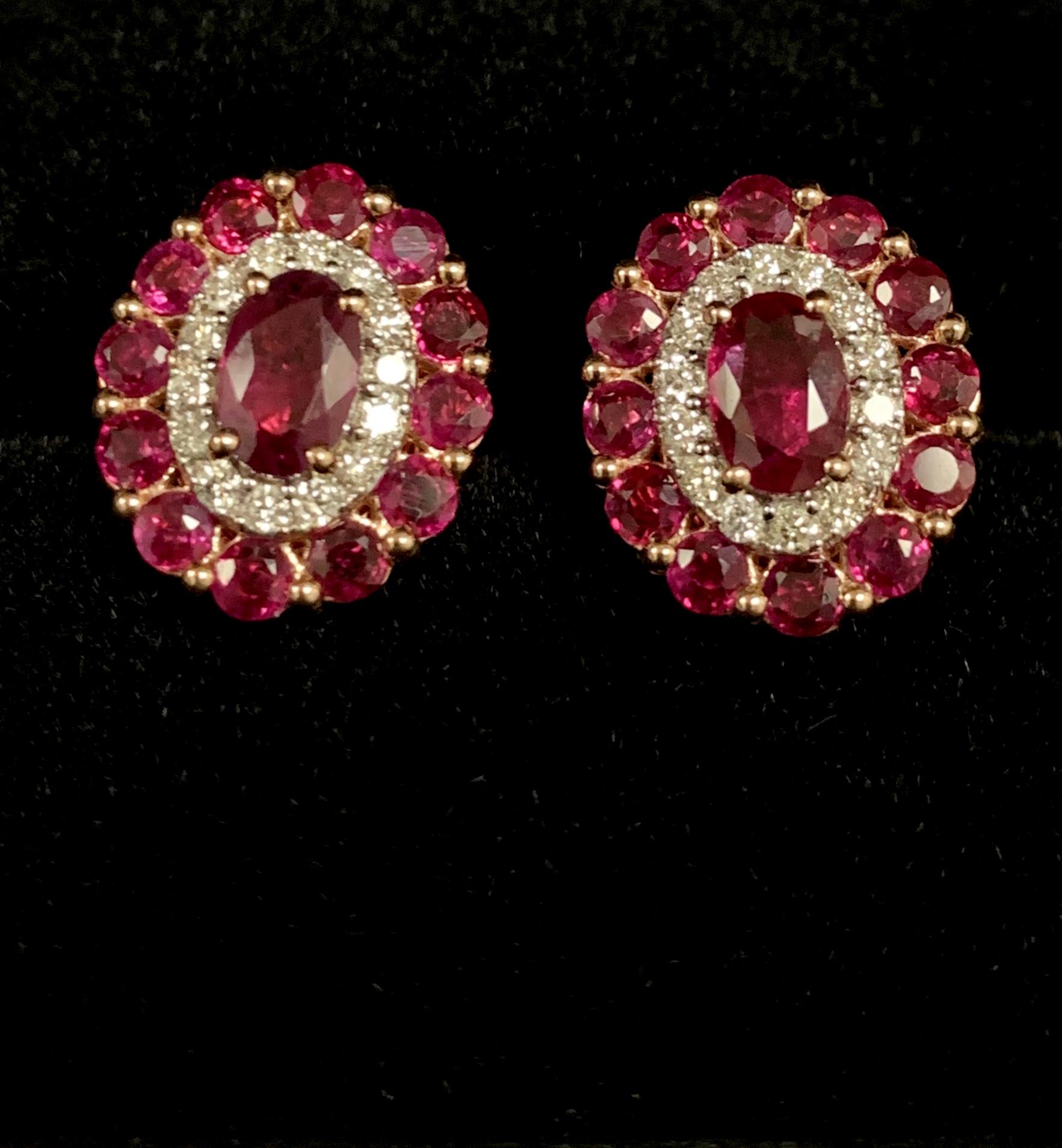 2.71 Carat Ruby Rose Gold Stud Earrings 1