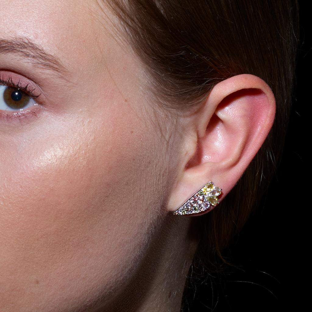 2.71 Carat Fancy Colour Rose- and Brilliant-Cut Diamond Ear Climber Earrings 11