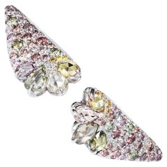 2.71 Carat Fancy Colour Rose- and Brilliant-Cut Diamond Ear Climber Earrings