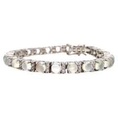 27.10 Carat Moonstone Zircon Tennis Bracelet in Sterling Silver for Engagement